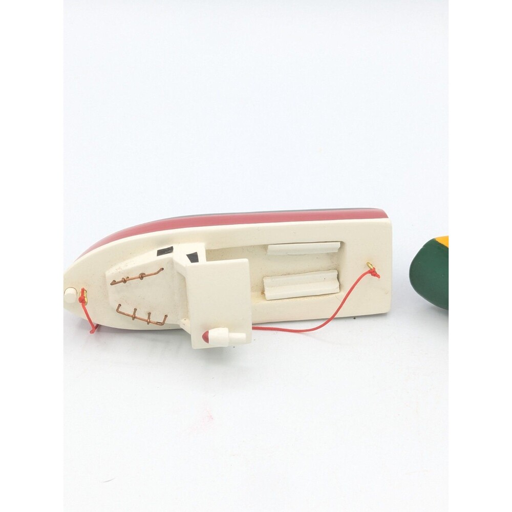 Authentic Models AM Wooden Boat Christmas Ornaments Green Tree Canoe Lobster... - Picture 5 of 9
